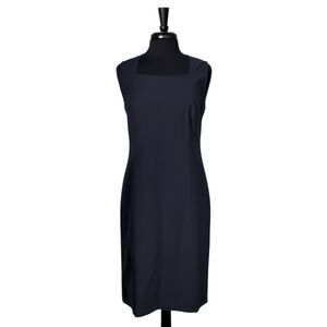 Talbots Womens 8 Navy Blue Sheath Dress Sleeveless Wool Blend Career Office NWT